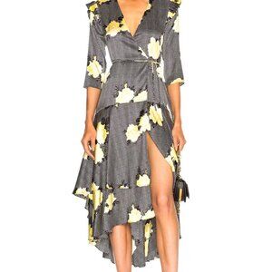 NWT Ganni Calla Floral Silk Wrap Dress sz 36/S $620